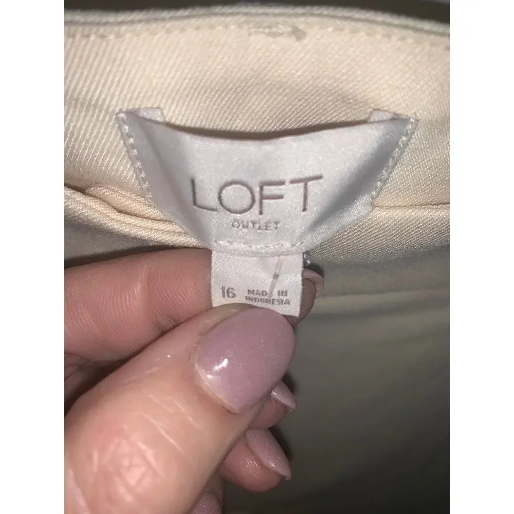 NWT Loft Women's Pleated Dress Pants Yellow Size 16‎ Straight Leg Casual - Picture 2 of 7